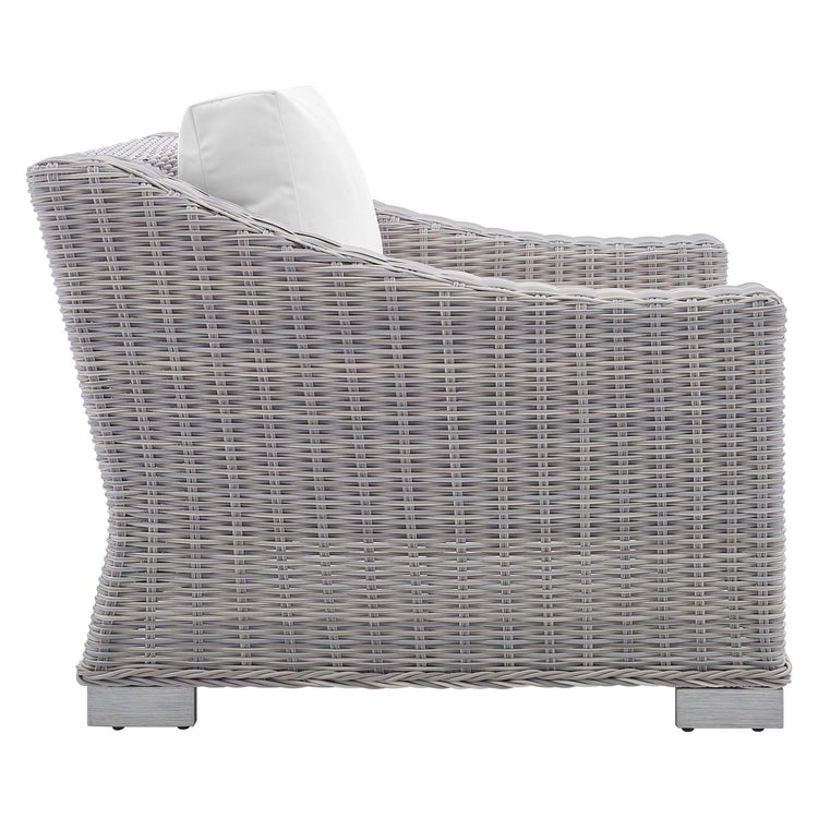 Conway 4-Piece Sunbrella® Outdoor Patio Wicker Rattan Furniture Set - Light Gray White