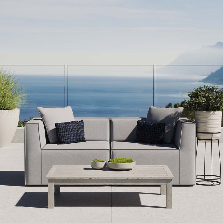 Saybrook 2-Piece Outdoor Patio Upholstered Sectional Sofa Loveseat - Gray