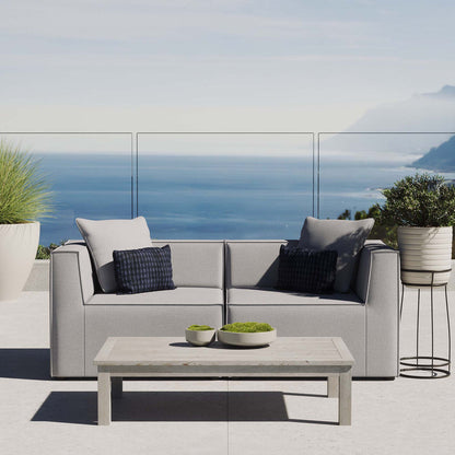 Saybrook 2-Piece Outdoor Patio Upholstered Sectional Sofa Loveseat - Gray