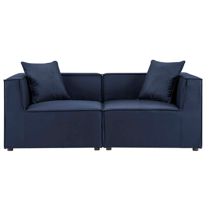 Saybrook 2-Piece Outdoor Patio Upholstered Sectional Sofa Loveseat - Navy