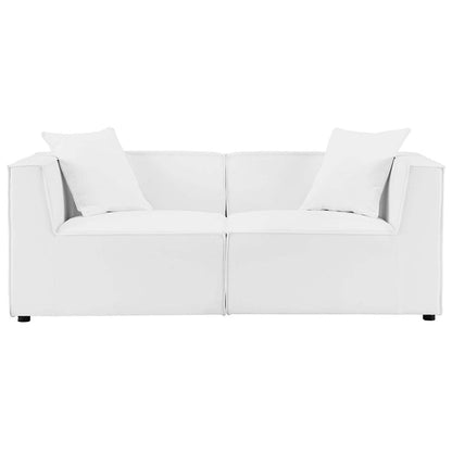 Saybrook 2-Piece Outdoor Patio Upholstered Sectional Sofa Loveseat - White