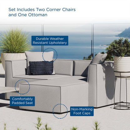 Saybrook Outdoor Patio Upholstered Loveseat and Ottoman Set - Gray