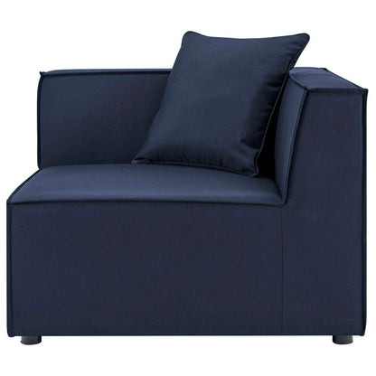 Saybrook Outdoor Patio Upholstered Loveseat and Ottoman Set - Navy