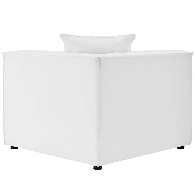 Saybrook Outdoor Patio Upholstered Loveseat and Ottoman Set - White