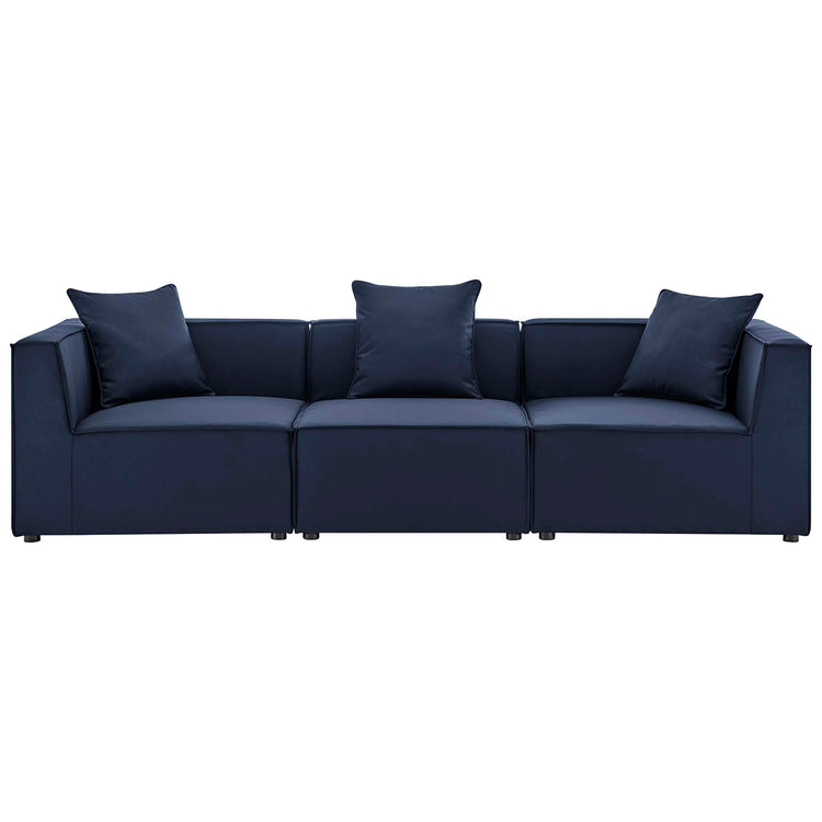 Saybrook 3-Piece Outdoor Patio Upholstered Sectional Sofa - Navy