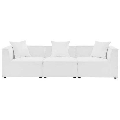 Saybrook 3-Piece Outdoor Patio Upholstered Sectional Sofa - White