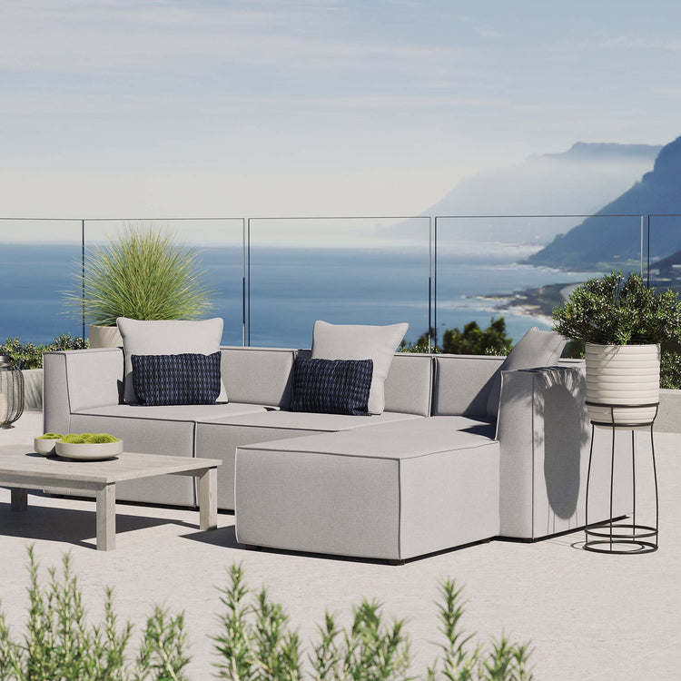 Saybrook 4-Piece Outdoor Patio Upholstered Sectional Sofa - Gray