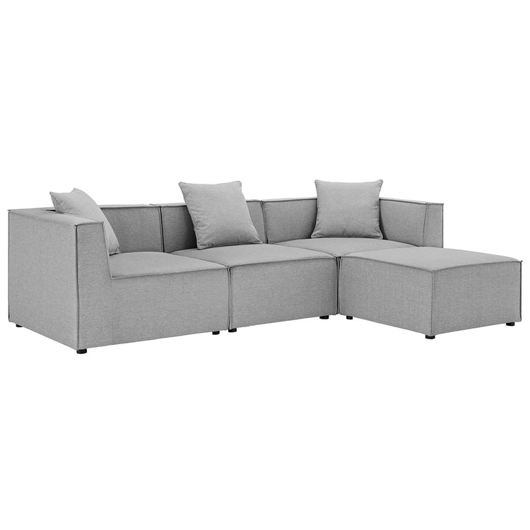 Saybrook 4-Piece Outdoor Patio Upholstered Sectional Sofa - Gray