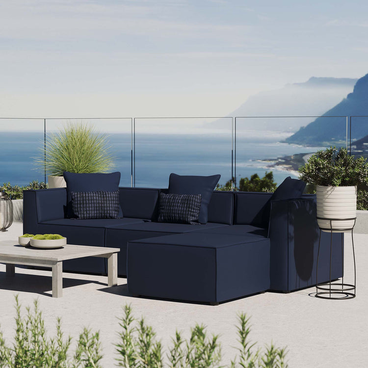 Saybrook 4-Piece Outdoor Patio Upholstered Sectional Sofa - Navy