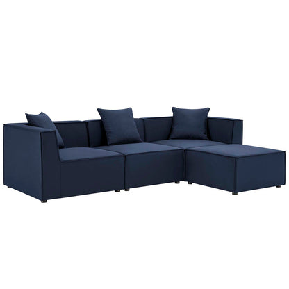 Saybrook 4-Piece Outdoor Patio Upholstered Sectional Sofa - Navy