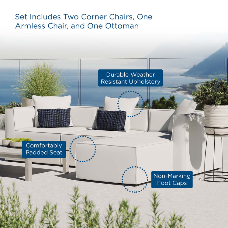 Saybrook 4-Piece Outdoor Patio Upholstered Sectional Sofa - White
