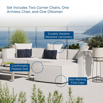 Saybrook 4-Piece Outdoor Patio Upholstered Sectional Sofa - White