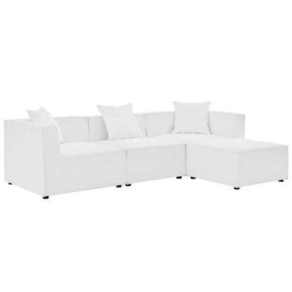 Saybrook 4-Piece Outdoor Patio Upholstered Sectional Sofa - White