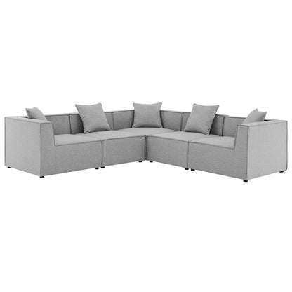 Saybrook 5-Piece Outdoor Patio Upholstered Sectional Sofa - Gray