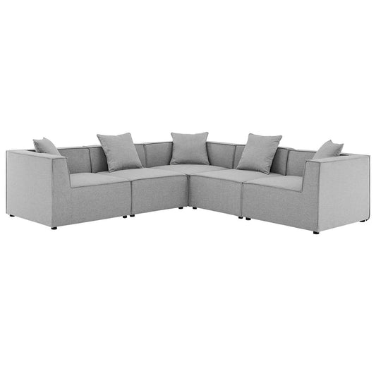Saybrook 5-Piece Outdoor Patio Upholstered Sectional Sofa - Gray