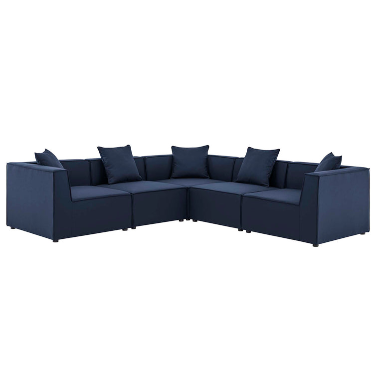 Saybrook 5-Piece Outdoor Patio Upholstered Sectional Sofa - Navy