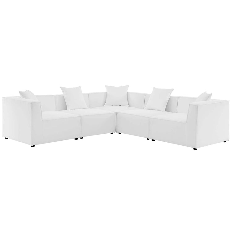 Saybrook 5-Piece Outdoor Patio Upholstered Sectional Sofa - White