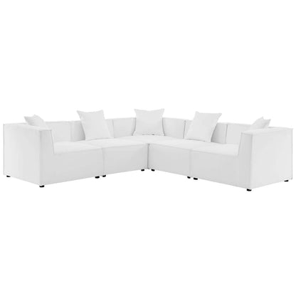 Saybrook 5-Piece Outdoor Patio Upholstered Sectional Sofa - White