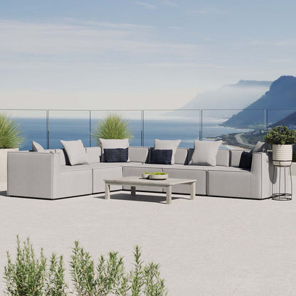 Saybrook 6-Piece Outdoor Patio Upholstered Sectional Sofa - Gray