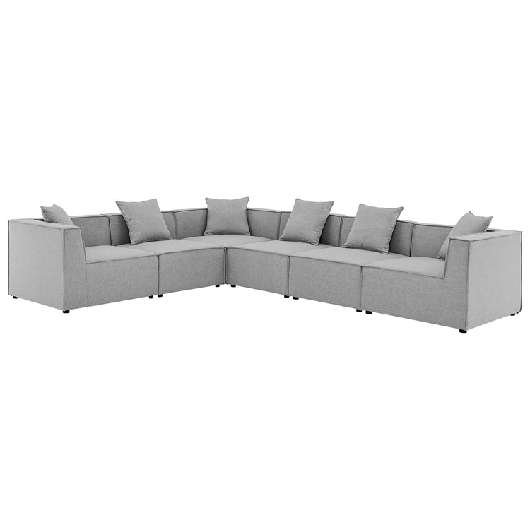 Saybrook 6-Piece Outdoor Patio Upholstered Sectional Sofa - Gray