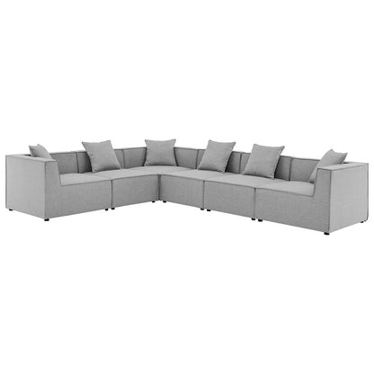 Saybrook 6-Piece Outdoor Patio Upholstered Sectional Sofa - Gray