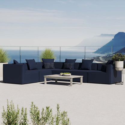 Saybrook 6-Piece Outdoor Patio Upholstered Sectional Sofa - Navy