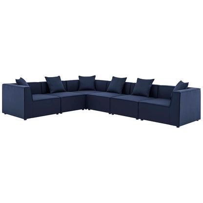 Saybrook 6-Piece Outdoor Patio Upholstered Sectional Sofa - Navy