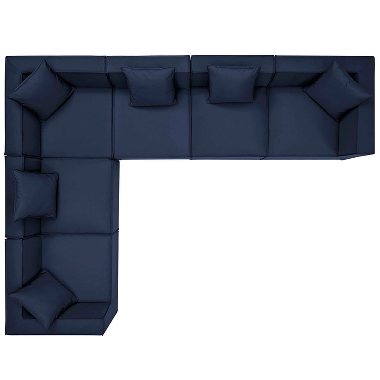Saybrook 6-Piece Outdoor Patio Upholstered Sectional Sofa - Navy