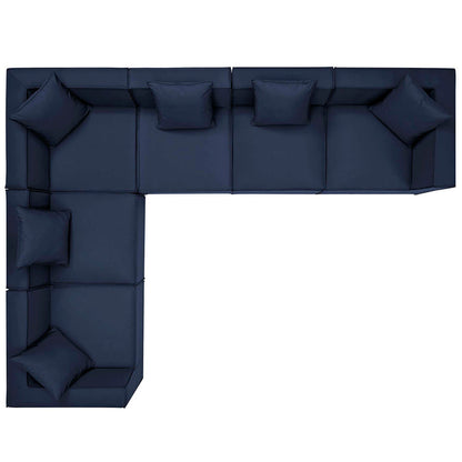Saybrook 6-Piece Outdoor Patio Upholstered Sectional Sofa - Navy