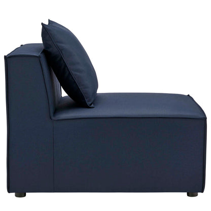 Saybrook 6-Piece Outdoor Patio Upholstered Sectional Sofa - Navy