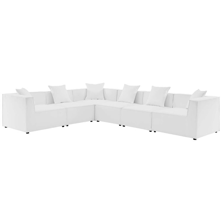 Saybrook 6-Piece Outdoor Patio Upholstered Sectional Sofa - White
