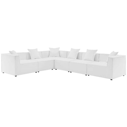 Saybrook 6-Piece Outdoor Patio Upholstered Sectional Sofa - White