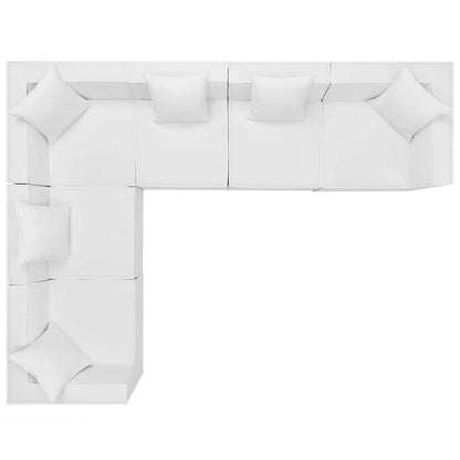 Saybrook 6-Piece Outdoor Patio Upholstered Sectional Sofa - White