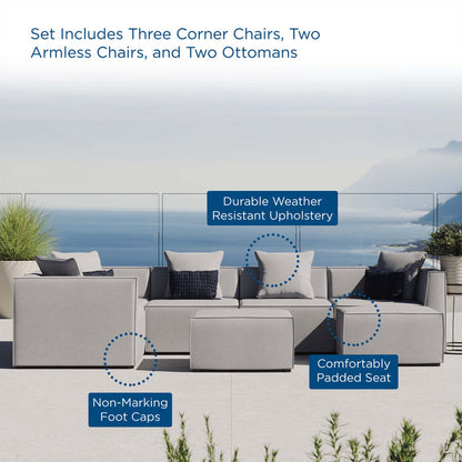 Saybrook 7-Piece Outdoor Patio Upholstered Sectional Sofa - Gray
