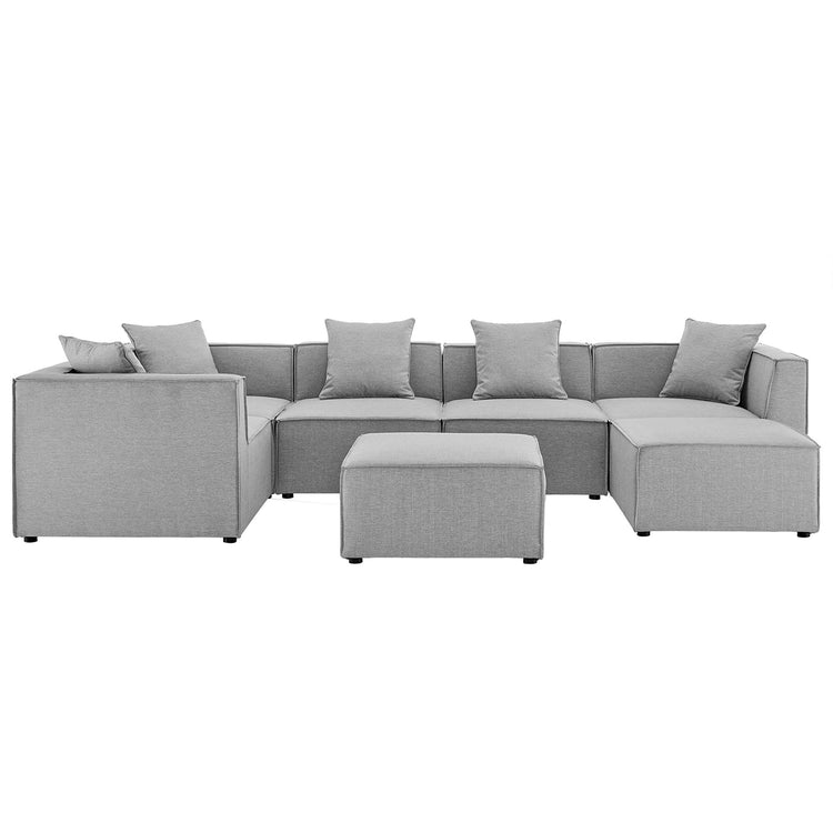 Saybrook 7-Piece Outdoor Patio Upholstered Sectional Sofa - Gray