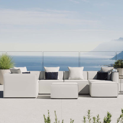 Saybrook 7-Piece Outdoor Patio Upholstered Sectional Sofa - White