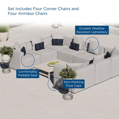 Saybrook 8-Piece Outdoor Patio Upholstered Sectional Sofa - Gray