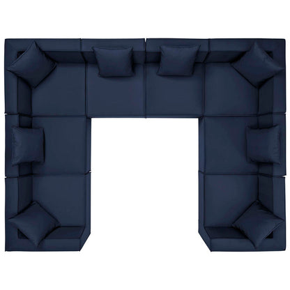 Saybrook 8-Piece Outdoor Patio Upholstered Sectional Sofa - Navy