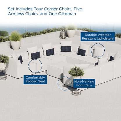 Saybrook 10-Piece Outdoor Patio Upholstered Sectional Sofa - White
