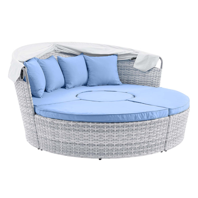 Scottsdale Canopy Outdoor Patio Daybed - Light Gray Light Blue