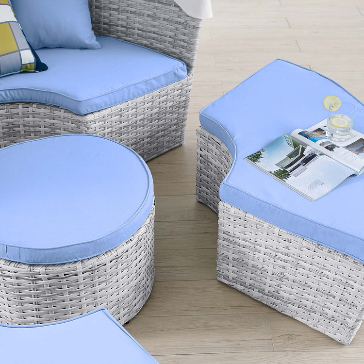 Scottsdale Canopy Outdoor Patio Daybed - Light Gray Light Blue