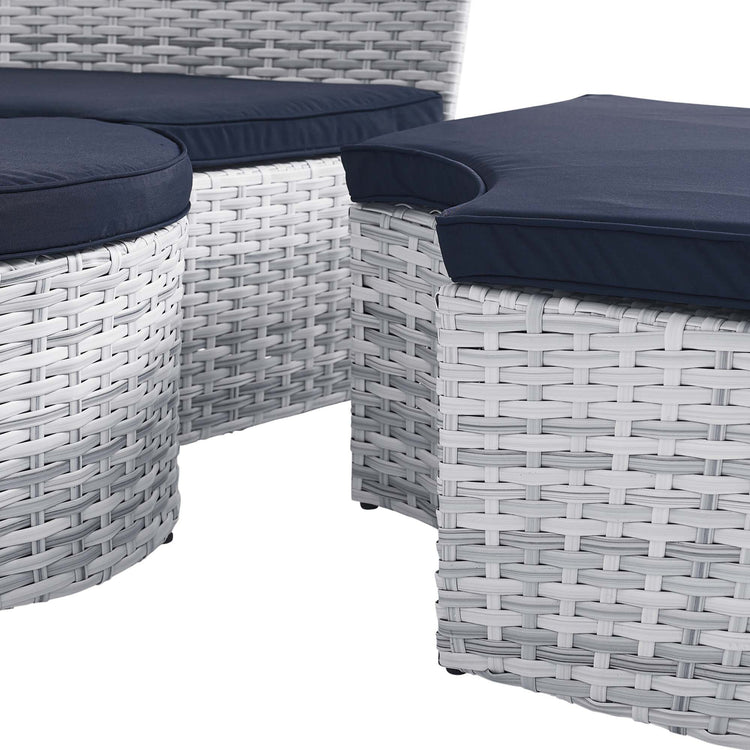 Scottsdale Canopy Outdoor Patio Daybed - Light Gray Navy