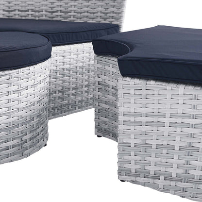 Scottsdale Canopy Outdoor Patio Daybed - Light Gray Navy