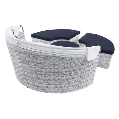 Scottsdale Canopy Outdoor Patio Daybed - Light Gray Navy