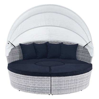 Scottsdale Canopy Outdoor Patio Daybed - Light Gray Navy