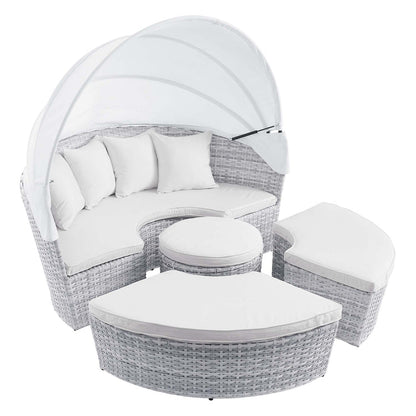 Scottsdale Canopy Outdoor Patio Daybed - Light Gray White