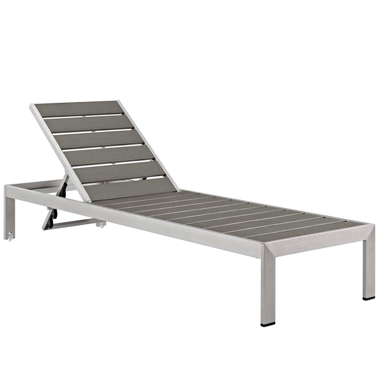 Shore Outdoor Patio Aluminum Chaise with Cushions - Silver Gray