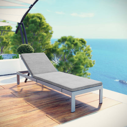 Shore Outdoor Patio Aluminum Chaise with Cushions - Silver Gray