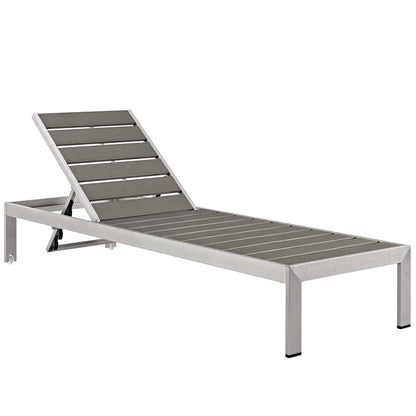 Shore Outdoor Patio Aluminum Chaise with Cushions - Silver Turquoise