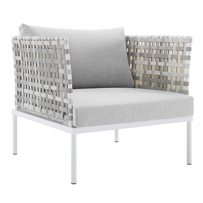 Harmony Sunbrella® Basket Weave Outdoor Patio Aluminum Armchair - Taupe Gray